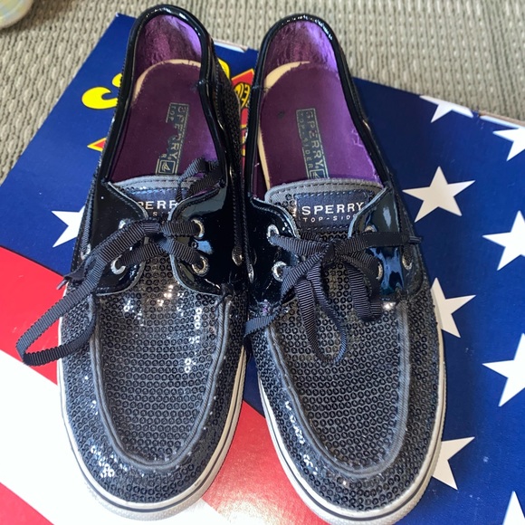 Black Sequined Sperrys - Picture 4 of 5